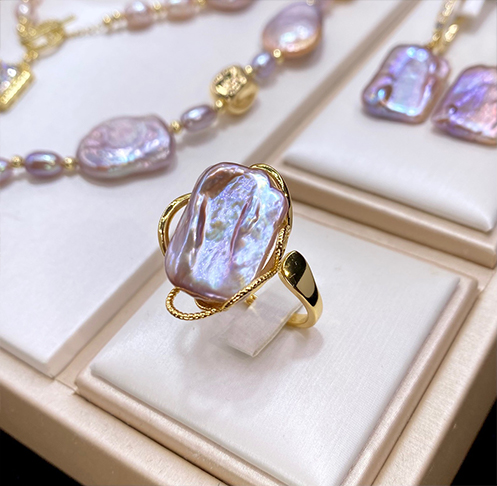 Bohemian Irregular Pink Baroque Pearl Jewelry Set