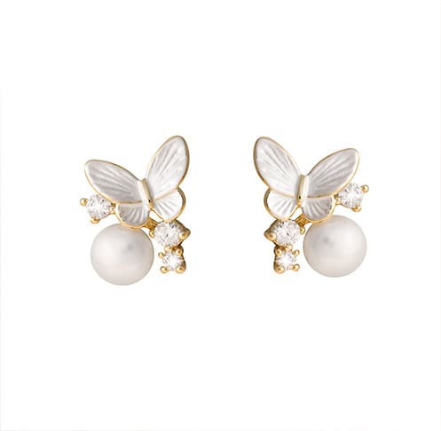 Butterfly Freshwater Pearl Stud Earrings