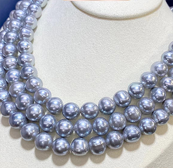 Luxury Multi-Strand Blue-Grey Pearl Necklace