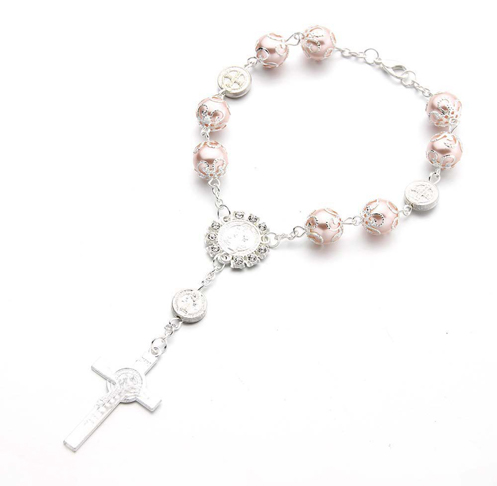 10mm Glass Pearl Rosary Bracelet