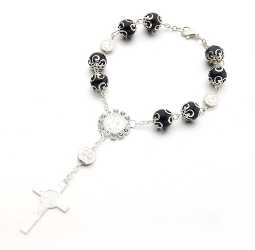 10mm Glass Pearl Rosary Bracelet