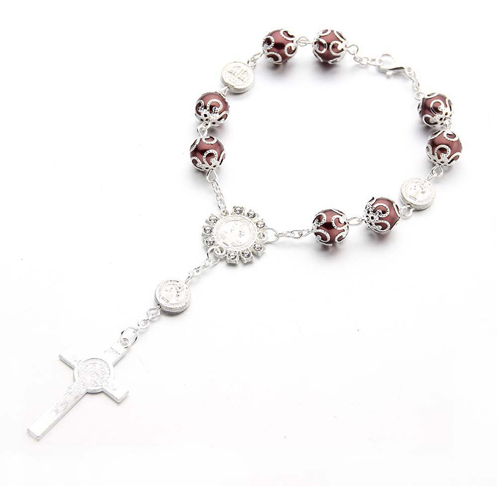 10mm Glass Pearl Rosary Bracelet