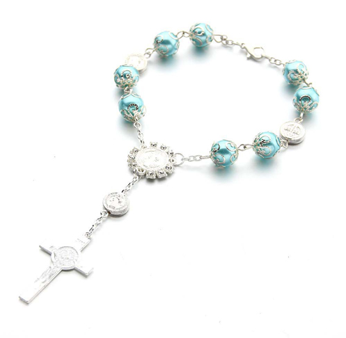 10mm Glass Pearl Rosary Bracelet