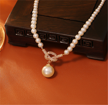 Classic White Glass Pearl Necklace