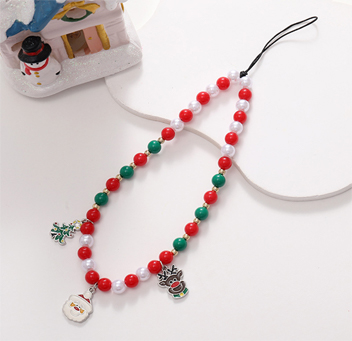 Santa Claus Beaded Short Christmas Phone Chain