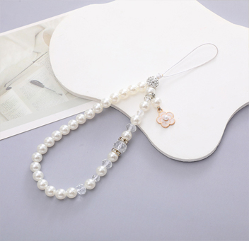 pearl small flower pendant beaded mobile phone chain