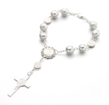 10mm Glass Pearl Rosary Bracelet
