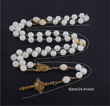 Catholic Rosaries Jewelry Wooden Beads Cross Necklace