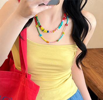 Summer New Boho Layered Glass Seed Beads Choker Chain