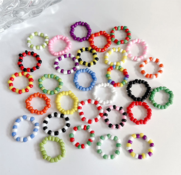 Bohemian style colored acrylic bead ring