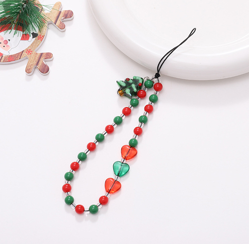 Acrylic Beaded Christmas Tree Pendant Mobile Phone Chain