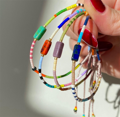 Adjustable hand woven Miyuki seed beads bracelet