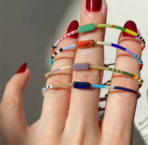 Adjustable hand woven Miyuki seed beads bracelet