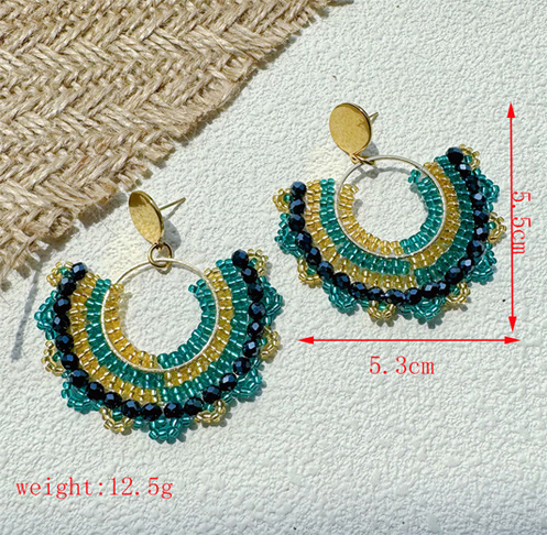Bohemian handmade beaded fan-shaped earrings for women