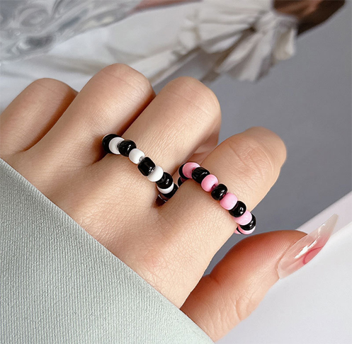 Bohemian style colored acrylic bead ring