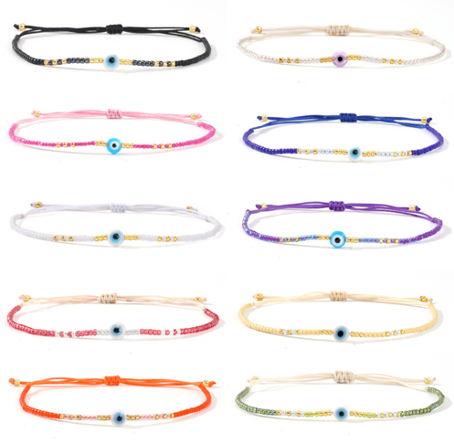 Boho adjustable Seed Bead Bracelet with Evil Eye Charm Boho adjustable Seed Bead Bracelet with Evil Eye Charm