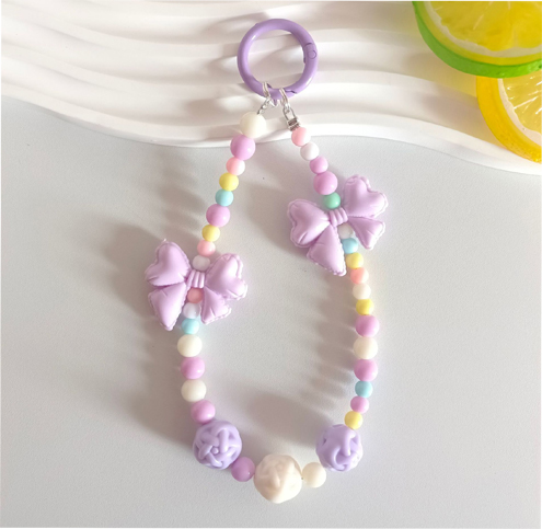 Candy Color Acrylic Bead Bow Beaded Phone Chain