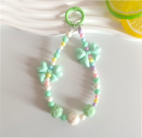 Candy Color Acrylic Bead Bow Beaded Phone Chain