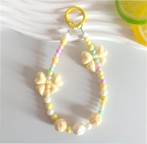 Candy Color Acrylic Bead Bow Beaded Phone Chain