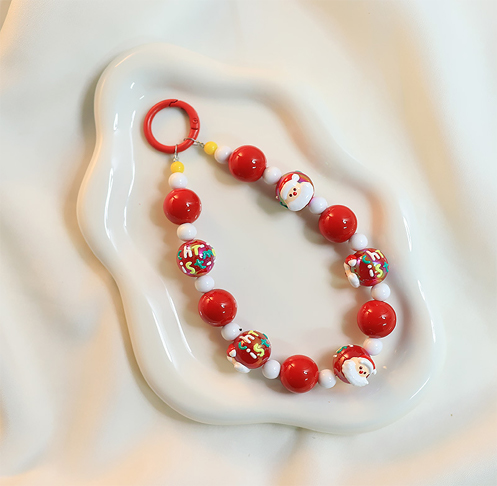 Cartoon Cute Acrylic Hand-painted Beads Christmas Mobile Phone Chain Cartoon Cute Acrylic Hand-painted Beads Christmas Mobile Phone Chain