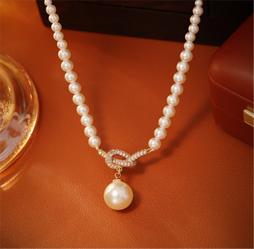 Classic White Glass Pearl Necklace