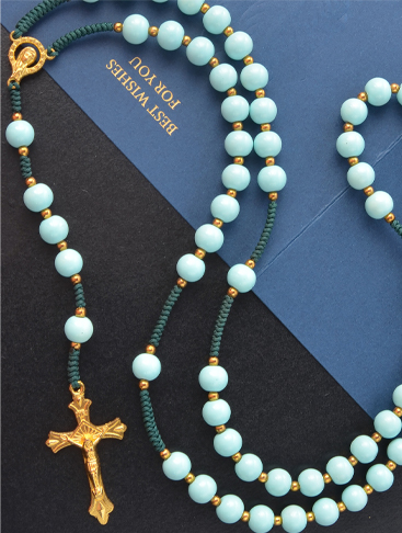 Catholic Jewelry Acrylic Bead Prayer Cross Pendant Necklace