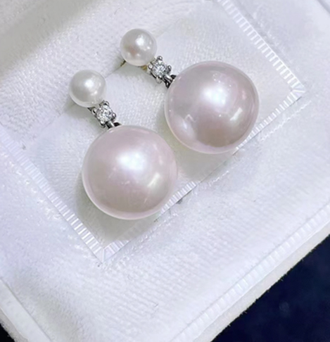 Double Bead Silver Earrings