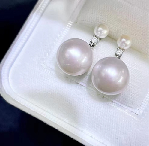 Double Bead Silver Earrings