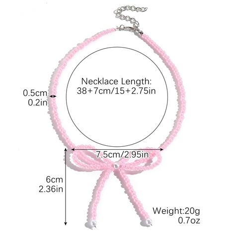 Fashion glass seed beads neckalce bow collarbone chain