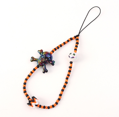 Halloween Skull Pumpkin Ghost Head Beaded Mobile Phone Chain