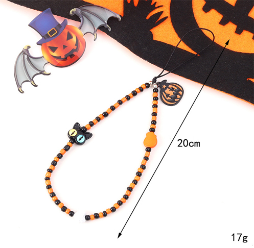 Halloween Skull Pumpkin Ghost Head Beaded Mobile Phone Chain