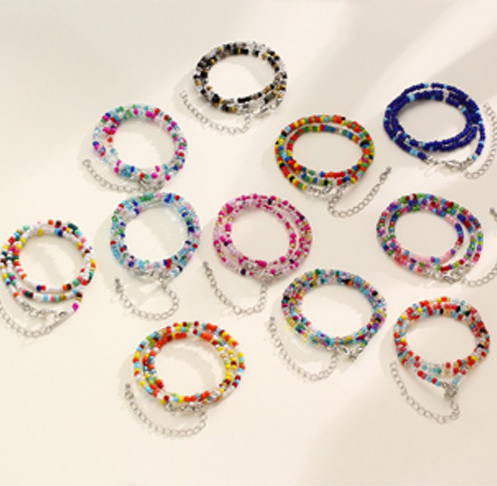 Handmade rainbow color glass seed bead necklace Handmade rainbow color glass seed bead necklace