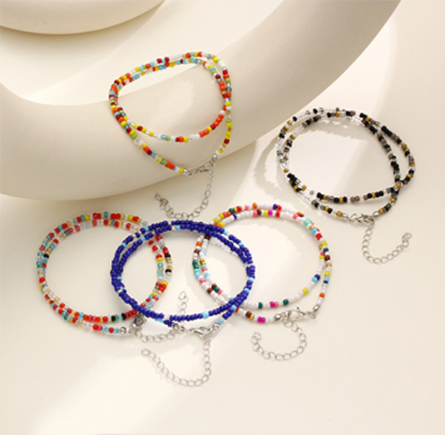 Handmade rainbow color glass seed bead necklace Handmade rainbow color glass seed bead necklace