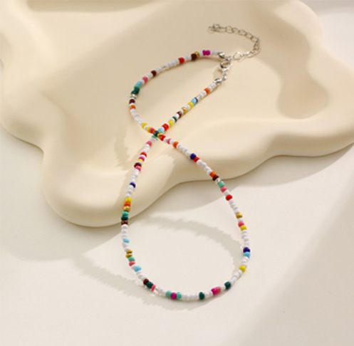 Handmade rainbow color glass seed bead necklace Handmade rainbow color glass seed bead necklace