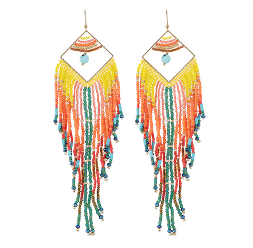 Handmade seed bead tassel earrings