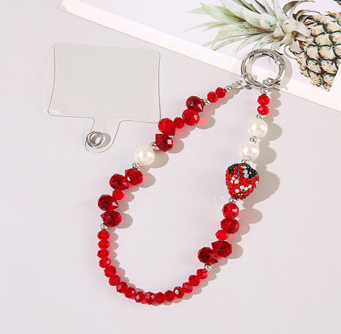 Heart Diamond Ball Crystal Beads Pearl Mobile Phone Chain