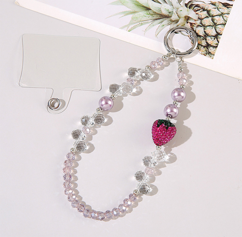 Heart Diamond Ball Crystal Beads Pearl Mobile Phone Chain