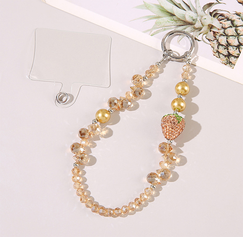 Heart Diamond Ball Crystal Beads Pearl Mobile Phone Chain