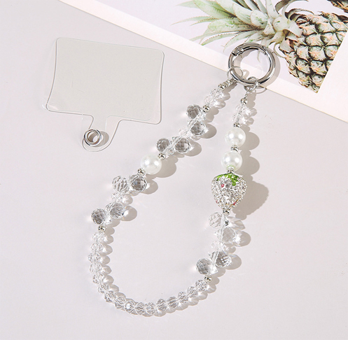 Heart Diamond Ball Crystal Beads Pearl Mobile Phone Chain