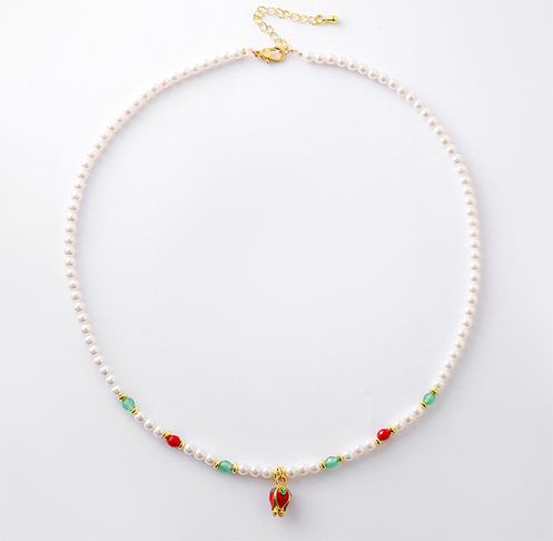 Multicolor Iridescent Glass Pearl Statement Necklace