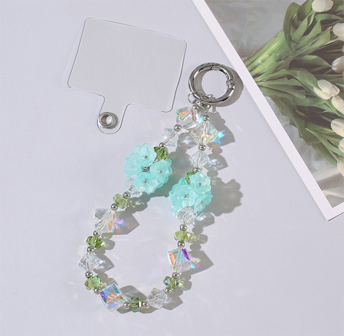 New sparkling crystal bead acrylic flower phone chain
