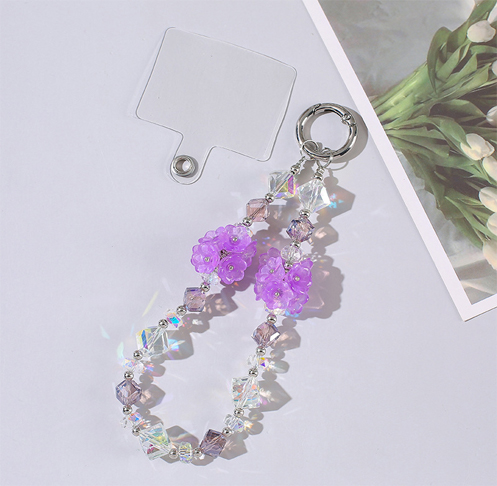 New sparkling crystal bead acrylic flower phone chain