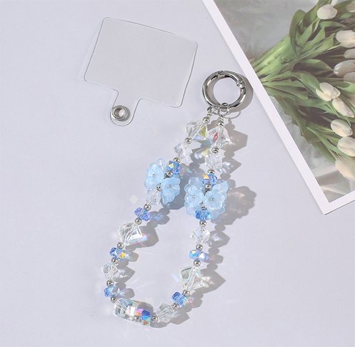 New sparkling crystal bead acrylic flower phone chain