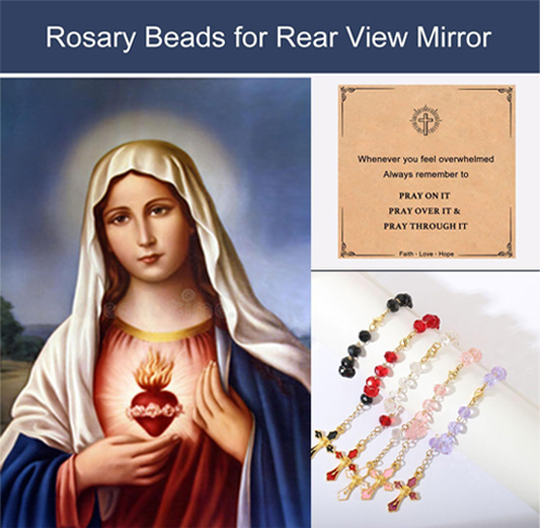 8mm Colored Crystal Beads Cross Rosary Bracelet