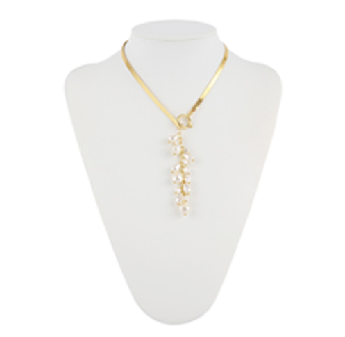 Pearl Tassel Necklace with Gold Snake Chain