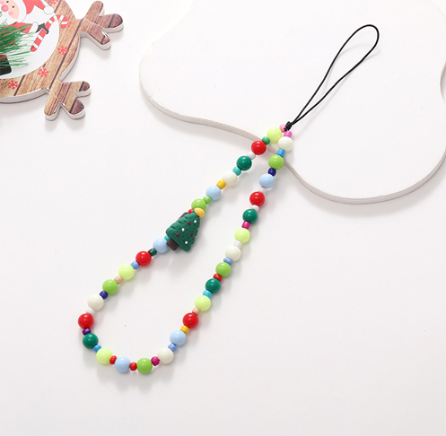 Santa Claus Beaded Short Christmas Phone Chain