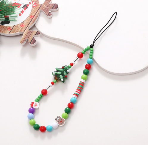 Santa Claus Beaded Short Christmas Phone Chain