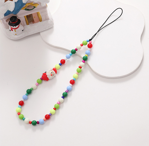 Santa Claus Beaded Short Christmas Phone Chain