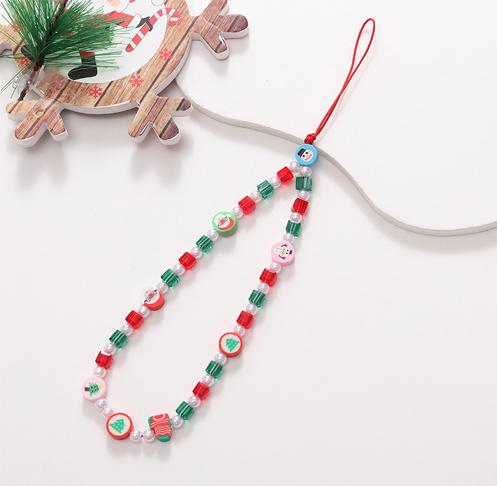 Santa Claus Beaded Short Christmas Phone Chain
