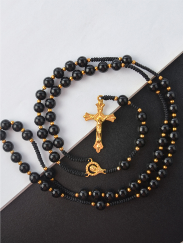 Catholic Jewelry Acrylic Bead Prayer Cross Pendant Necklace